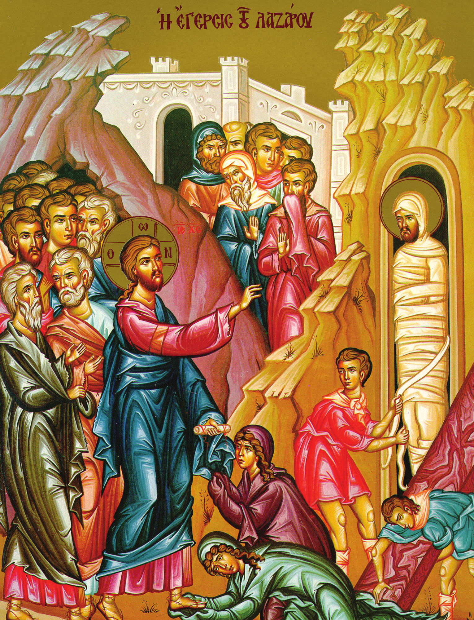 Icon of Raising Lazarus from the Dead